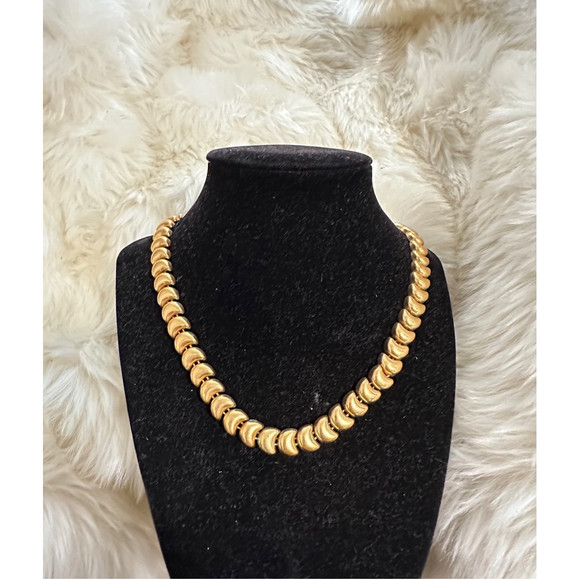 Vintage Gold Crescent Linked Napier 20”in Length Gold Necklace - Picture 2 of 12